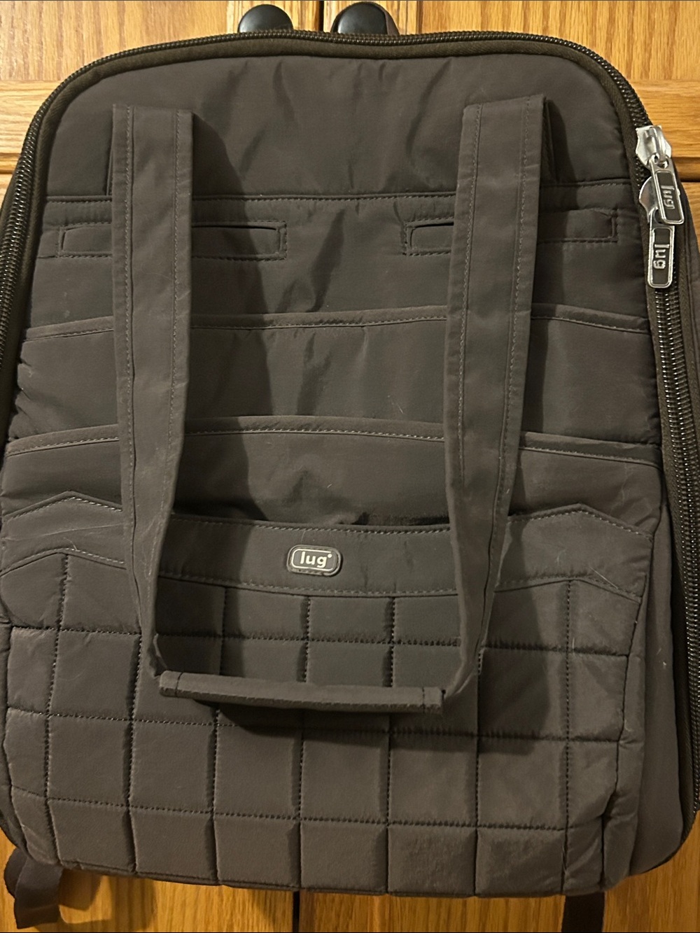 lug Quilted Brown Tote-Style Backpack